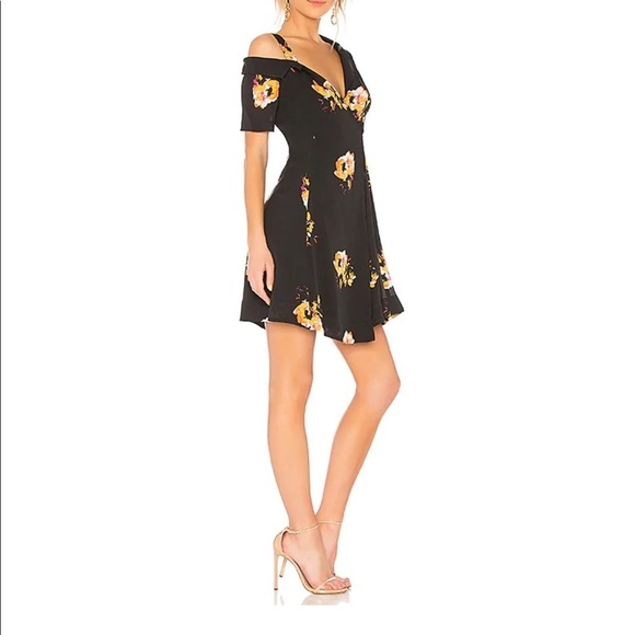 A.L.C | Lucia Mini Dress Floral Black & Saffron 4 - Picture 3 of 13